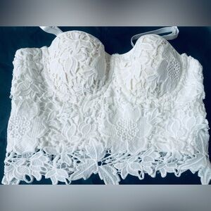 Vintage! White Cutout Corset top straps or strapless S/M
